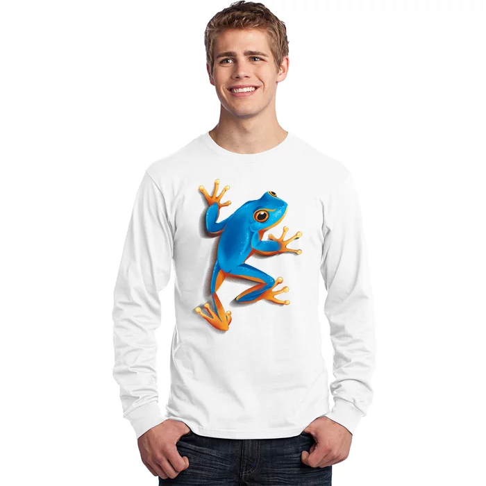 Realistic Blue Tree Frog Long Sleeve Shirt