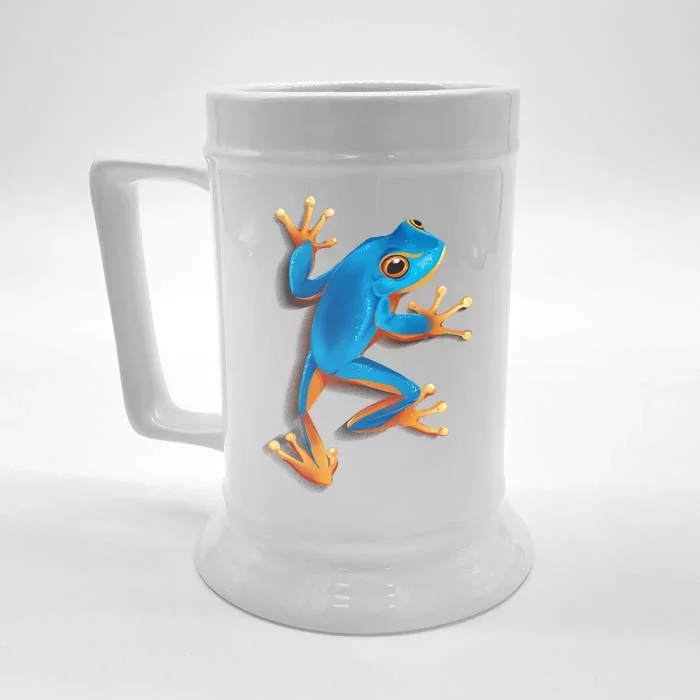 Realistic Blue Tree Frog Front & Back Beer Stein