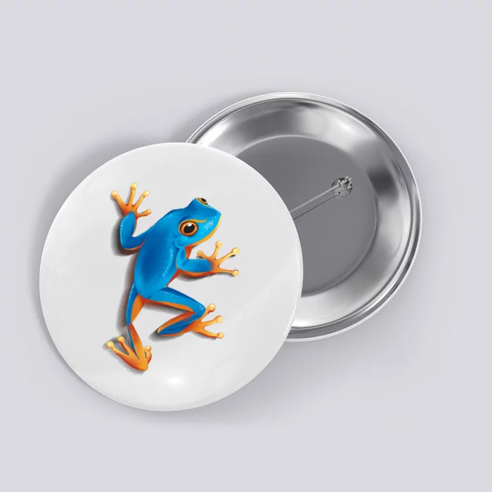 Realistic Blue Tree Frog Button