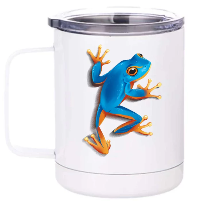 Realistic Blue Tree Frog Front & Back 12oz Stainless Steel Tumbler Cup