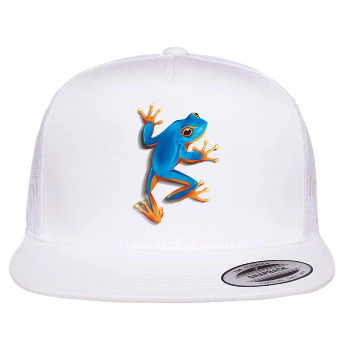 Realistic Blue Tree Frog Flat Bill Trucker Hat