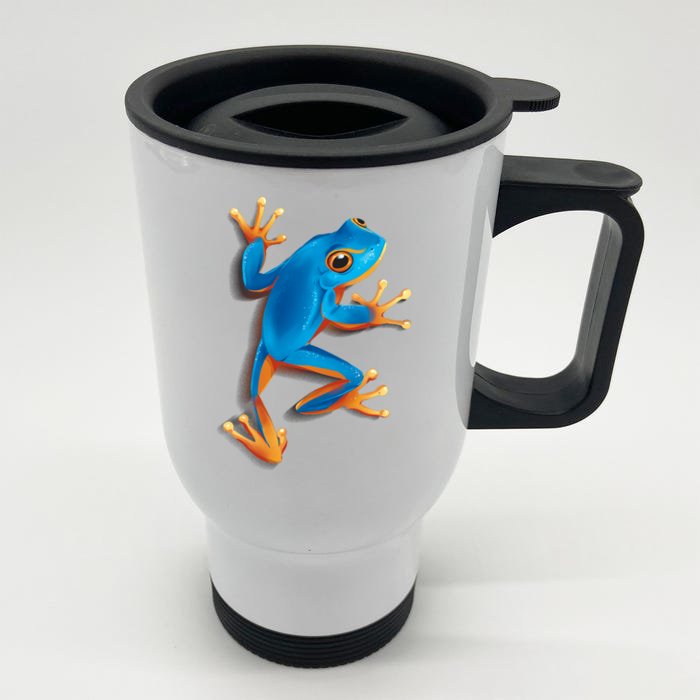 Realistic Blue Tree Frog Front & Back Stainless Steel Travel Mug