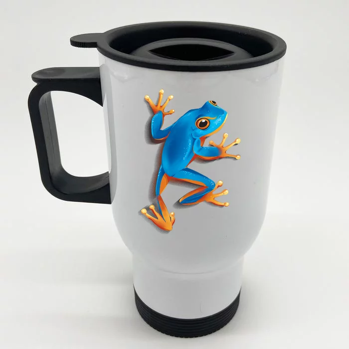 Realistic Blue Tree Frog Front & Back Stainless Steel Travel Mug