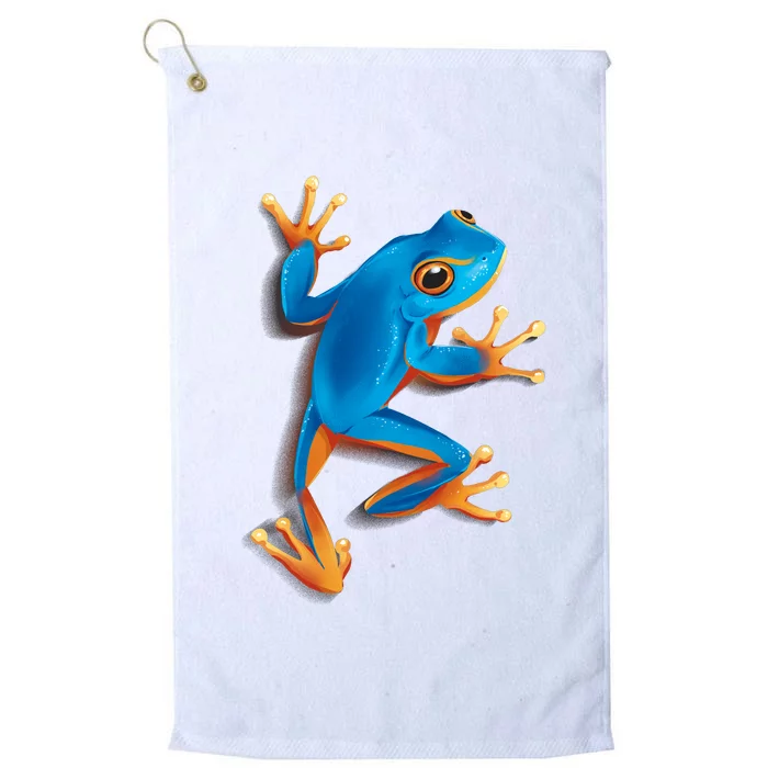 Realistic Blue Tree Frog Platinum Collection Golf Towel