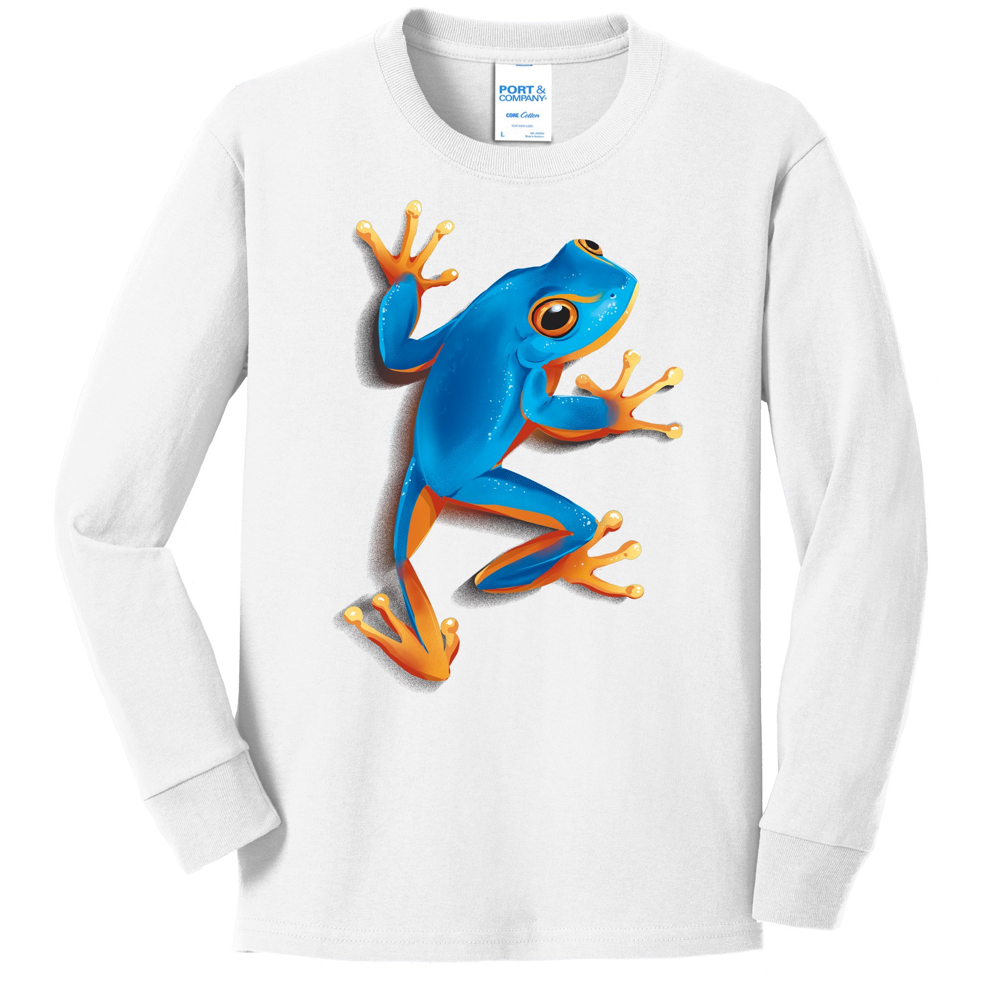 Realistic Blue Tree Frog Kids Long Sleeve Shirt