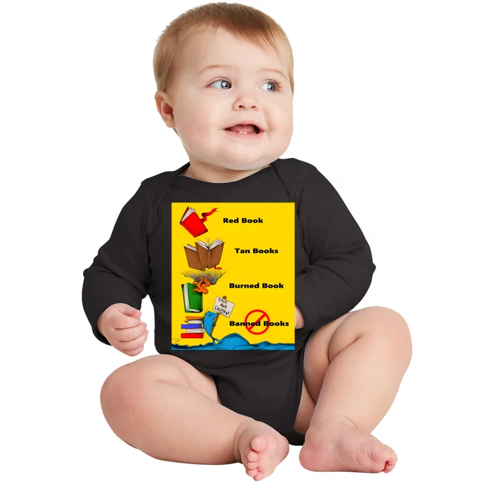 Red Book Tan Books Burned Banned Books Baby Long Sleeve Bodysuit