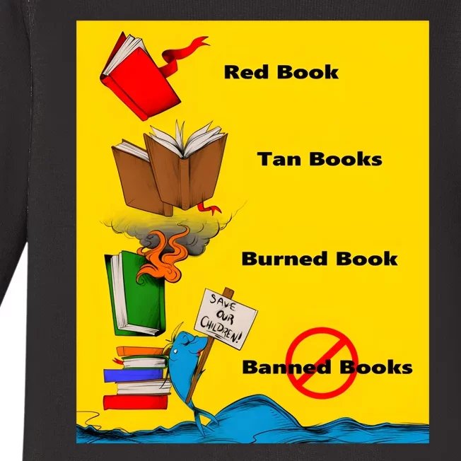 Red Book Tan Books Burned Banned Books Baby Long Sleeve Bodysuit