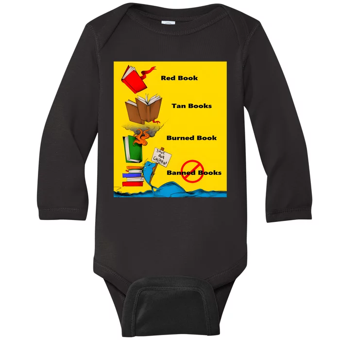 Red Book Tan Books Burned Banned Books Baby Long Sleeve Bodysuit