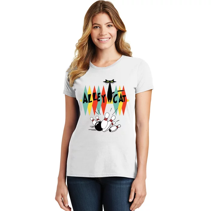 Retro Bowling Tee Vintage Bowler Alley Cat Vintage Women's T-Shirt