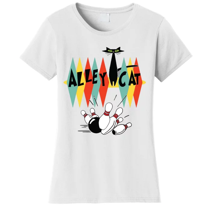 Retro Bowling Tee Vintage Bowler Alley Cat Vintage Women's T-Shirt