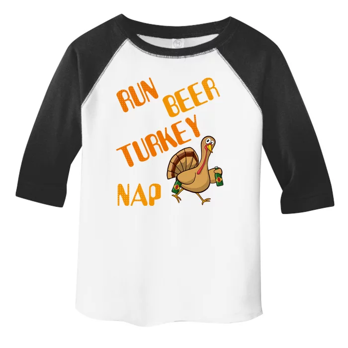 Run Beer Turkey Nap Turkey Trot Humor Thanksgiving Funny Gift Toddler Fine Jersey T-Shirt