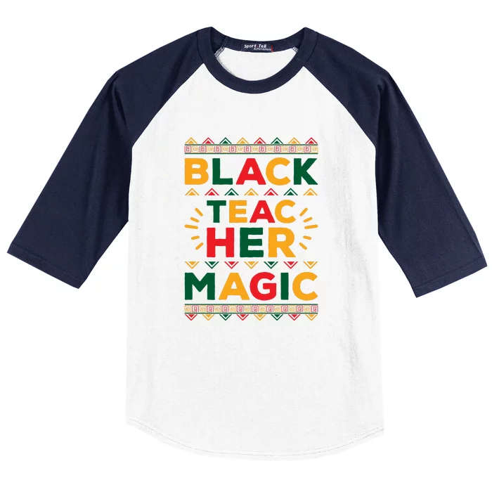 Retro Black Teacher Magic Black History Month Gift Baseball Sleeve Shirt