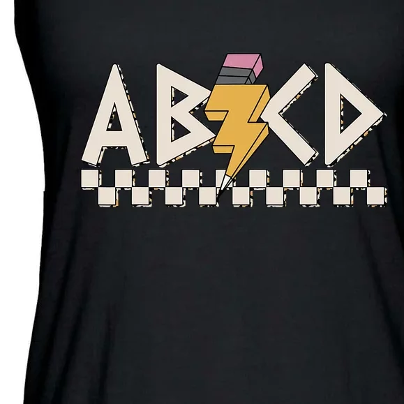 Rock Back To School ABCD Back In Class Teachers Boy Girl Ladies Essential Flowy Tank