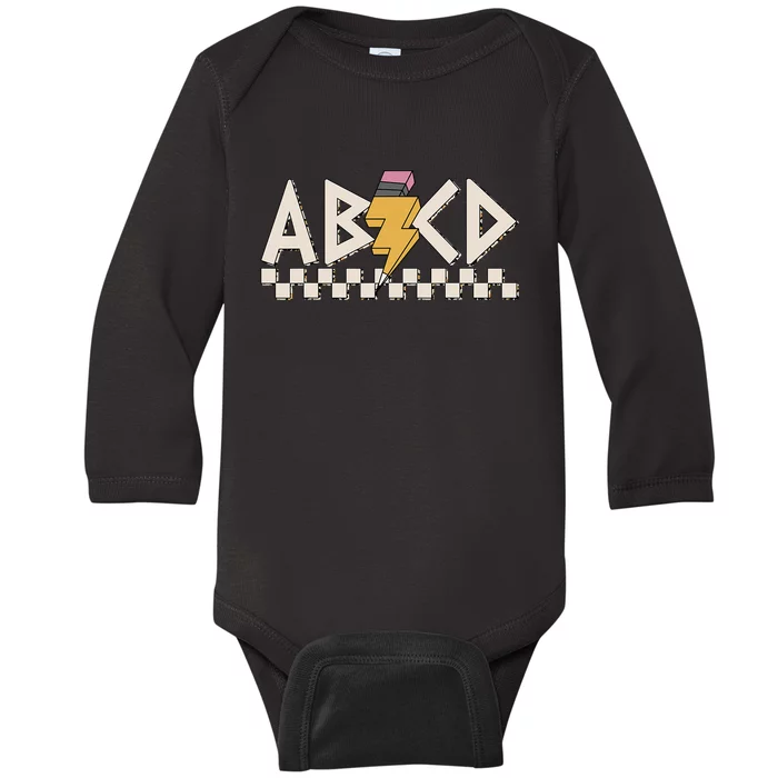 Rock Back To School ABCD Back In Class Teachers Boy Girl Baby Long Sleeve Bodysuit