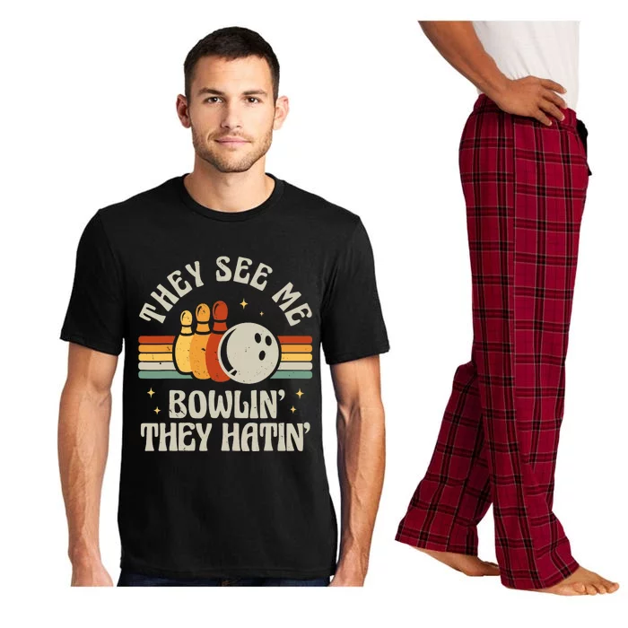 Retro Bowling They See Me Bowlin' They Hatin' Vintage Bowler Pajama Set