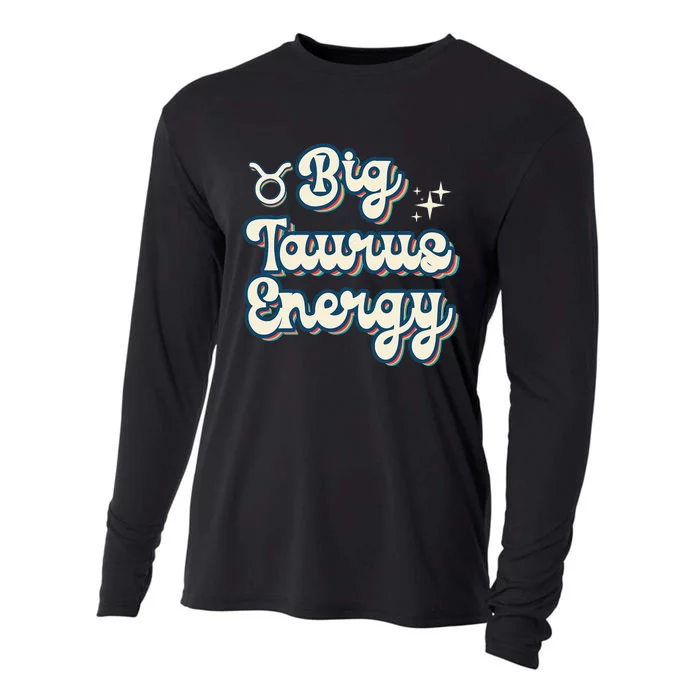 Retro Big Taurus Energy Zodiac Sign Astrology Birthday Cooling Performance Long Sleeve Crew