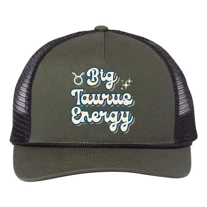 Retro Big Taurus Energy Zodiac Sign Astrology Birthday Retro Rope Trucker Hat Cap