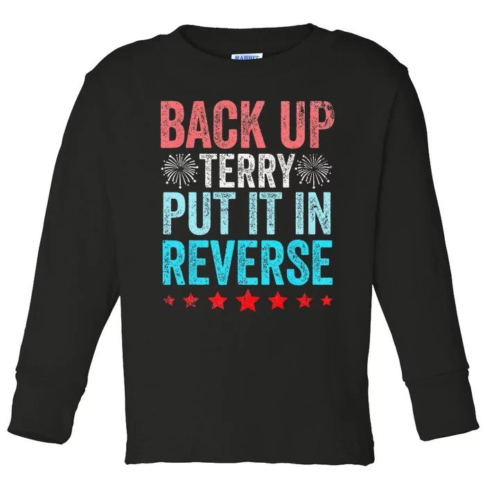 Retro Back Up Terry Put It In Reverse 4th of July Fireworks Toddler Long Sleeve Shirt