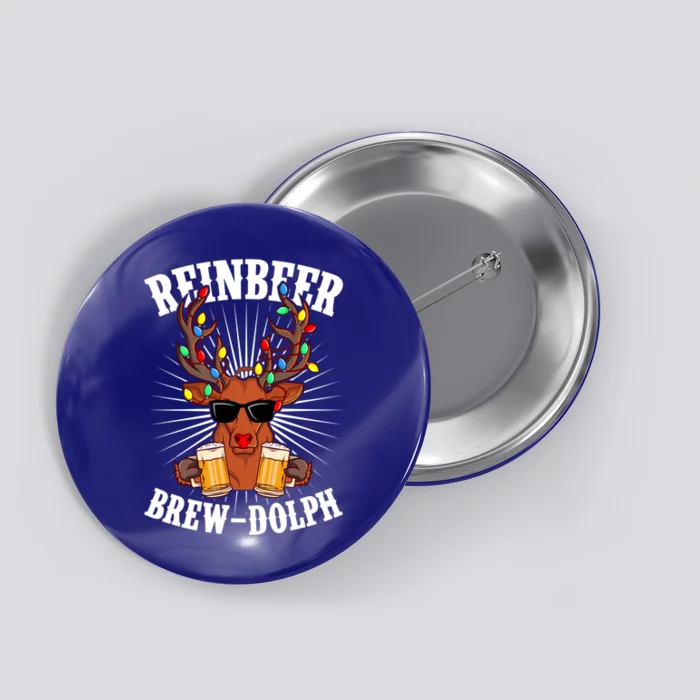 Reinbeer Brewdolph Ugly Christmas Sweater Christmas Beer Funny Gift Button