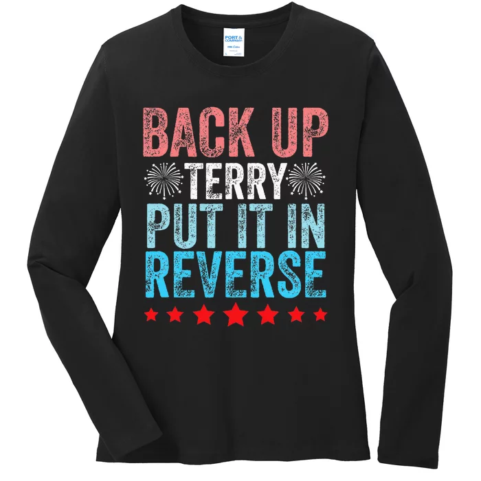 Retro Back Up Terry Back It Up Terry 4th of July Fireworks Ladies Long Sleeve Shirt