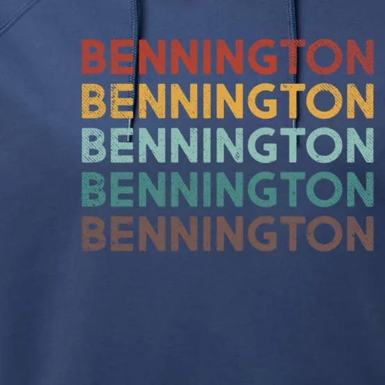 Retro Bennington Vermont Cool Gift Performance Fleece Hoodie