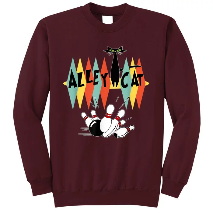 Retro Bowling Vintage Bowler Alley Cat Vintage Tall Sweatshirt