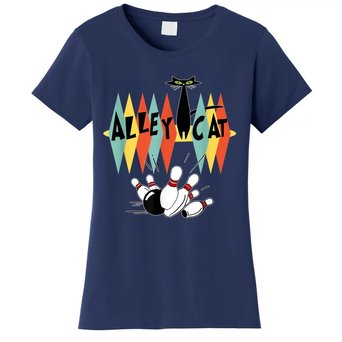 Retro Bowling Vintage Bowler Alley Cat Vintage Women's T-Shirt