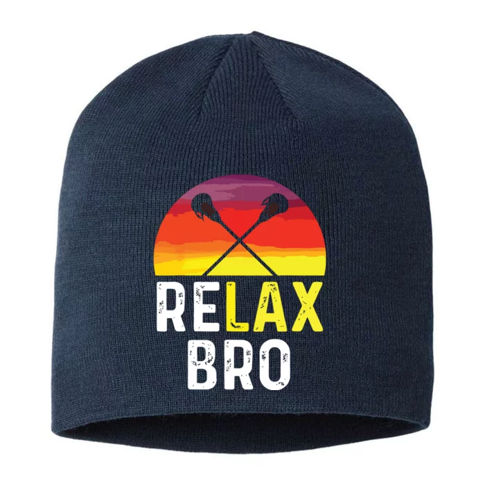 RELAX BRO! Vintage Surf Sun Design Lacrosse 8 1/2in Sustainable Knit Beanie