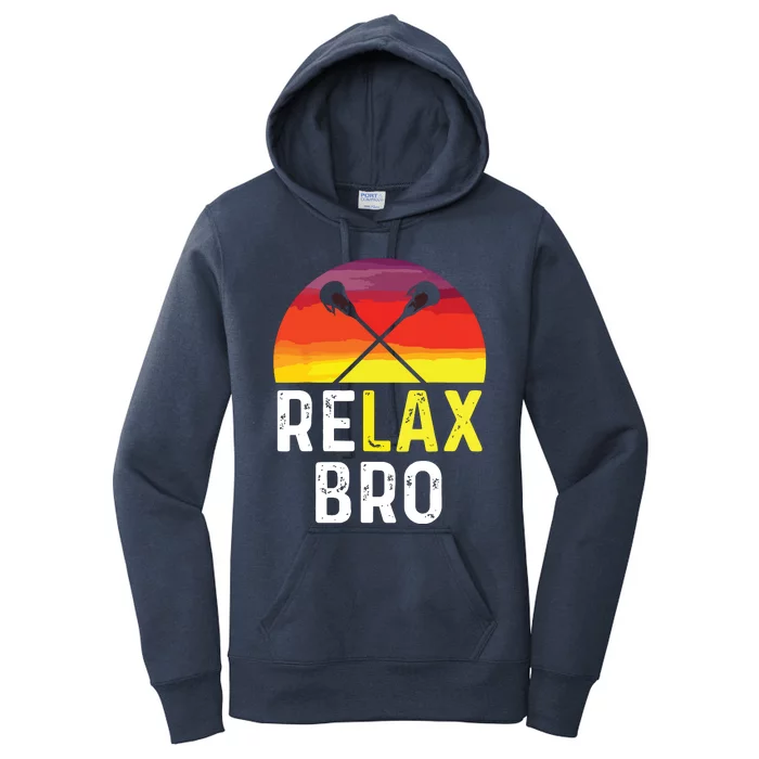 RELAX BRO! Vintage Surf Sun Design Lacrosse Women's Pullover Hoodie