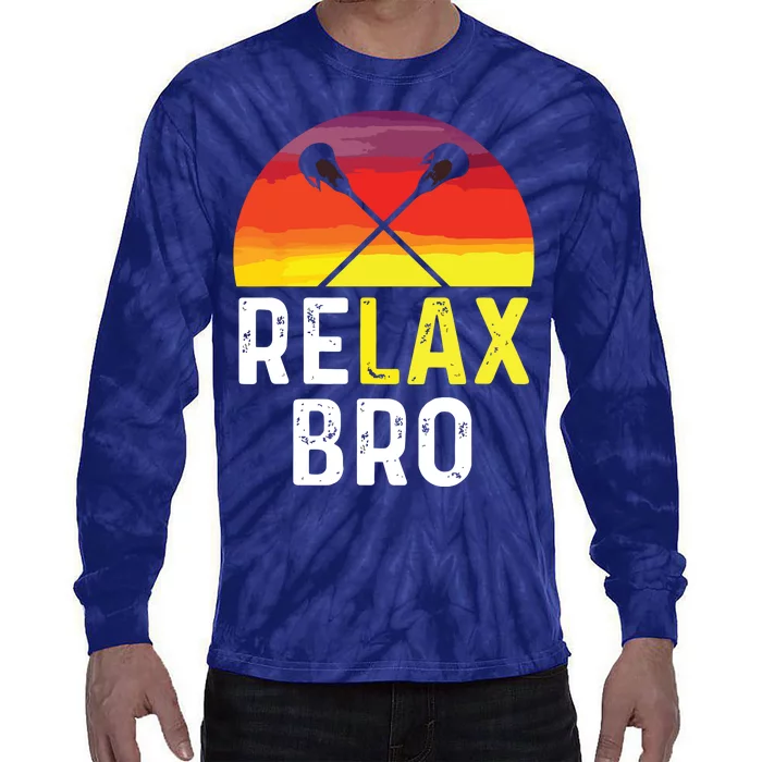 RELAX BRO! Vintage Surf Sun Design Lacrosse Tie-Dye Long Sleeve Shirt