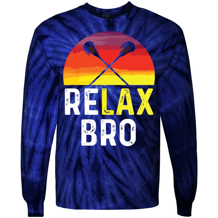 RELAX BRO! Vintage Surf Sun Design Lacrosse Tie-Dye Long Sleeve Shirt