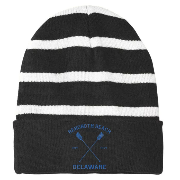 Rehoboth Beach Vacation Striped Beanie with Solid Band