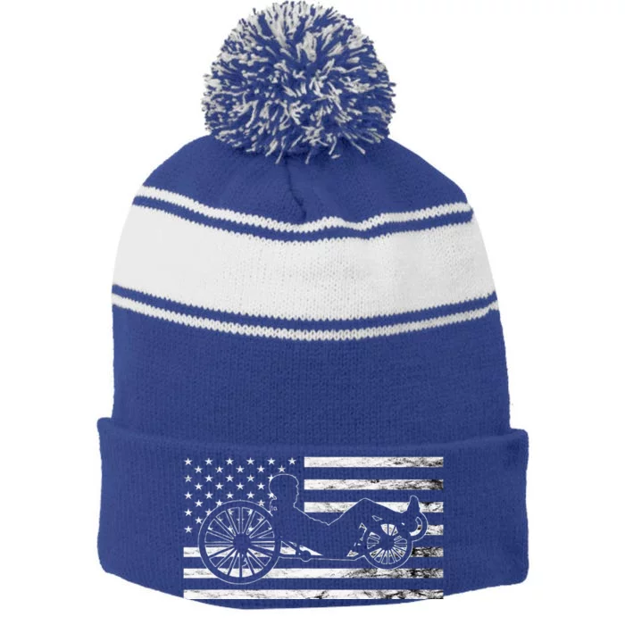 Recumbent Bike Vintage American Flag Triker Recumbent Trike Stripe Pom Pom Beanie