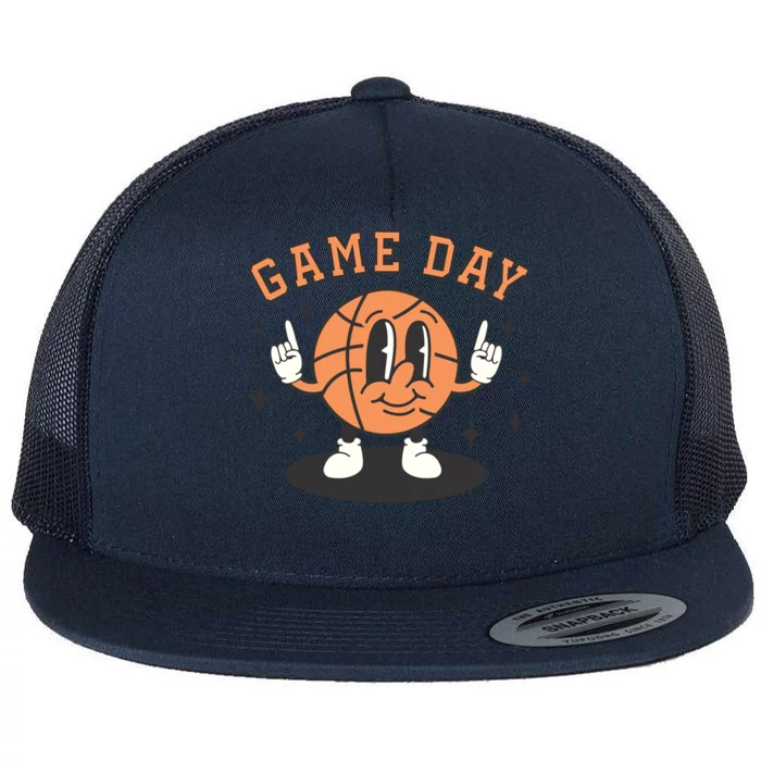 Retro Basketball Vintage Game Day Basketball Player Wo Flat Bill Trucker Hat