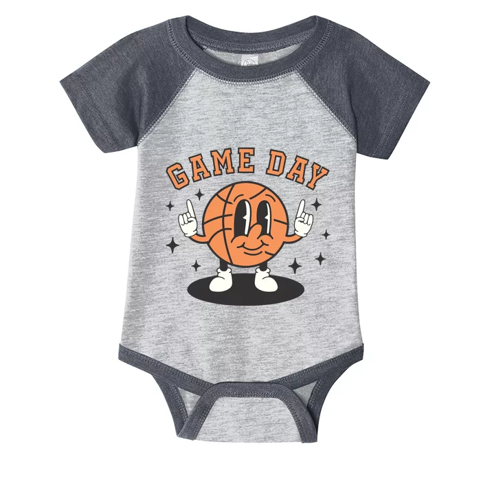 Retro Basketball Vintage Game Day Basketball Player Wo Infant Baby Jersey Bodysuit