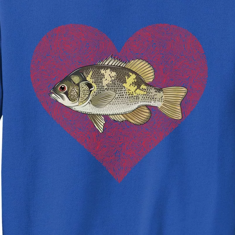 Rock Bass Valentines Day Fish Love Fingerprint Gift Sweatshirt