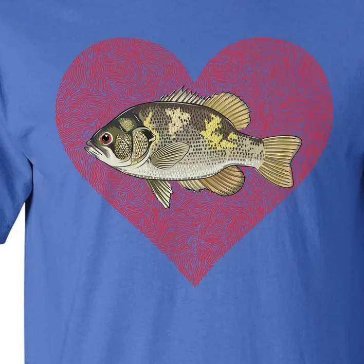 Rock Bass Valentines Day Fish Love Fingerprint Gift Tall T-Shirt