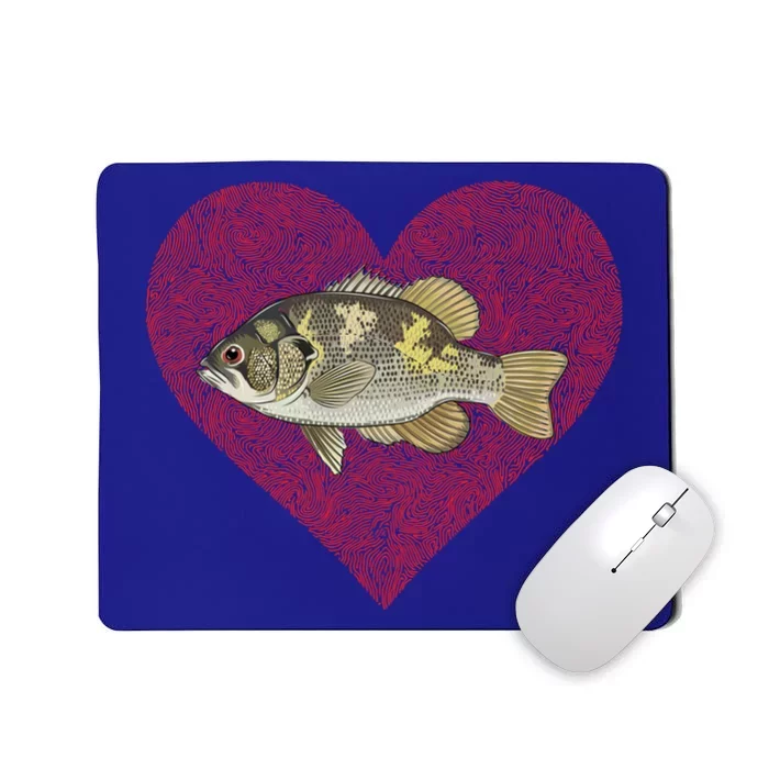 Rock Bass Valentines Day Fish Love Fingerprint Gift Mousepad