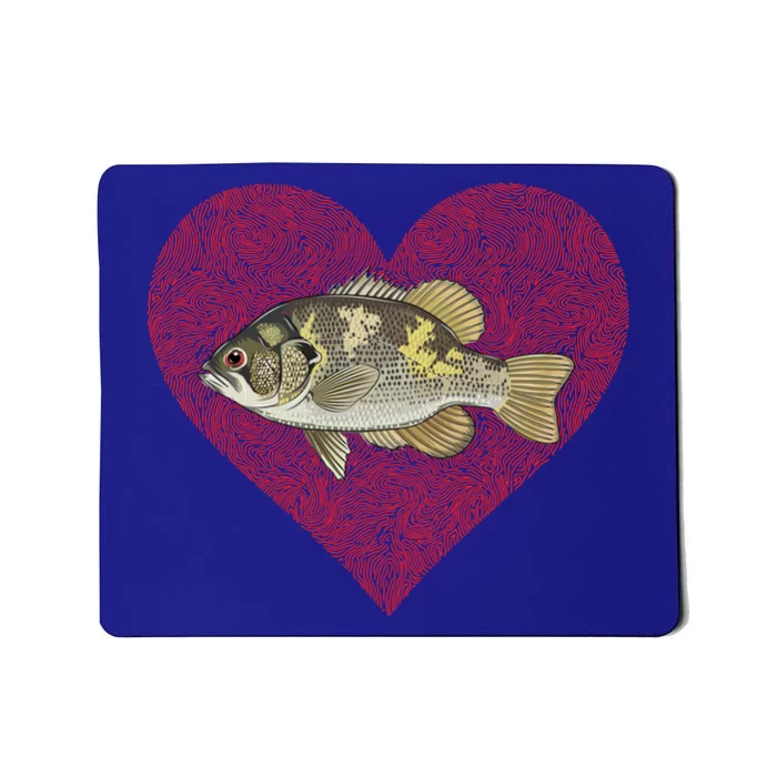 Rock Bass Valentines Day Fish Love Fingerprint Gift Mousepad