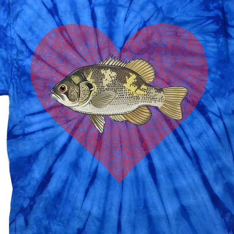 Rock Bass Valentines Day Fish Love Fingerprint Gift Tie-Dye T-Shirt