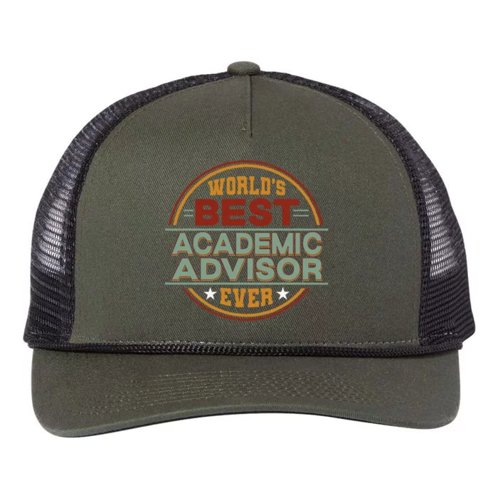 Retro Badge Worlds Best Academic Advisor Retro Rope Trucker Hat Cap