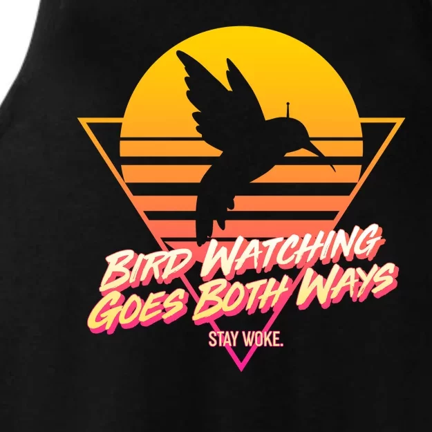 Retro Bird Watching Goes Both Ways Ladies Tri-Blend Wicking Tank