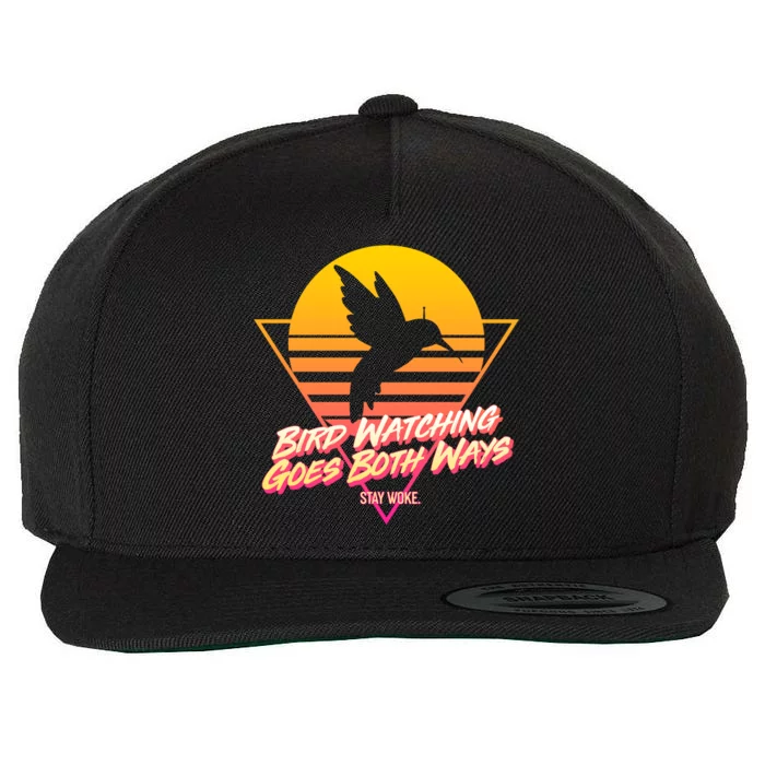 Retro Bird Watching Goes Both Ways Wool Snapback Cap