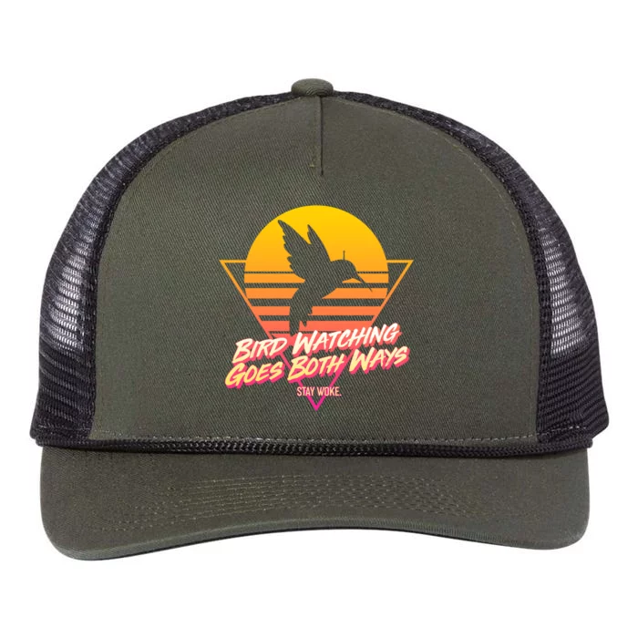 Retro Bird Watching Goes Both Ways Retro Rope Trucker Hat Cap