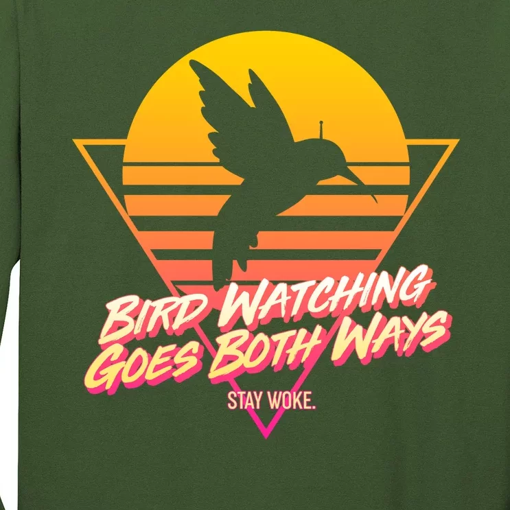 Retro Bird Watching Goes Both Ways Long Sleeve Shirt