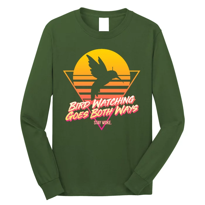 Retro Bird Watching Goes Both Ways Long Sleeve Shirt