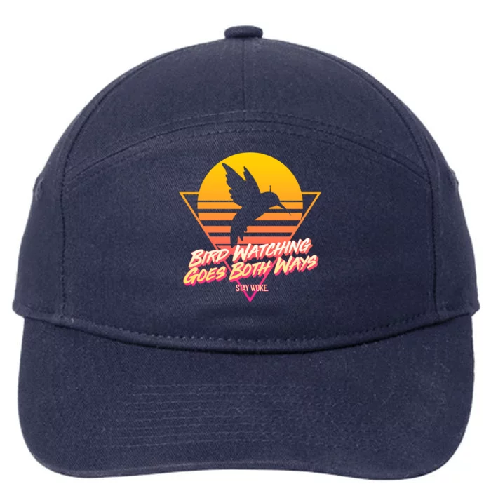 Retro Bird Watching Goes Both Ways 7-Panel Snapback Hat