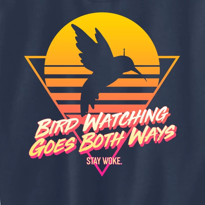 Retro Bird Watching Goes Both Ways Kids Sweatshirt