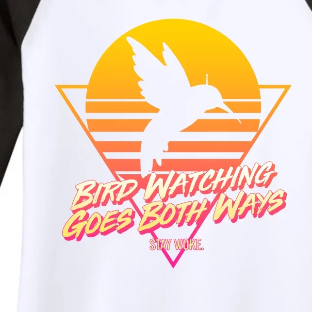 Retro Bird Watching Goes Both Ways Women's Tri-Blend 3/4-Sleeve Raglan Shirt