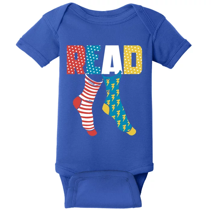 Read Books Wacky Socks Reading Teacher Book Nerds Gift Baby Bodysuit